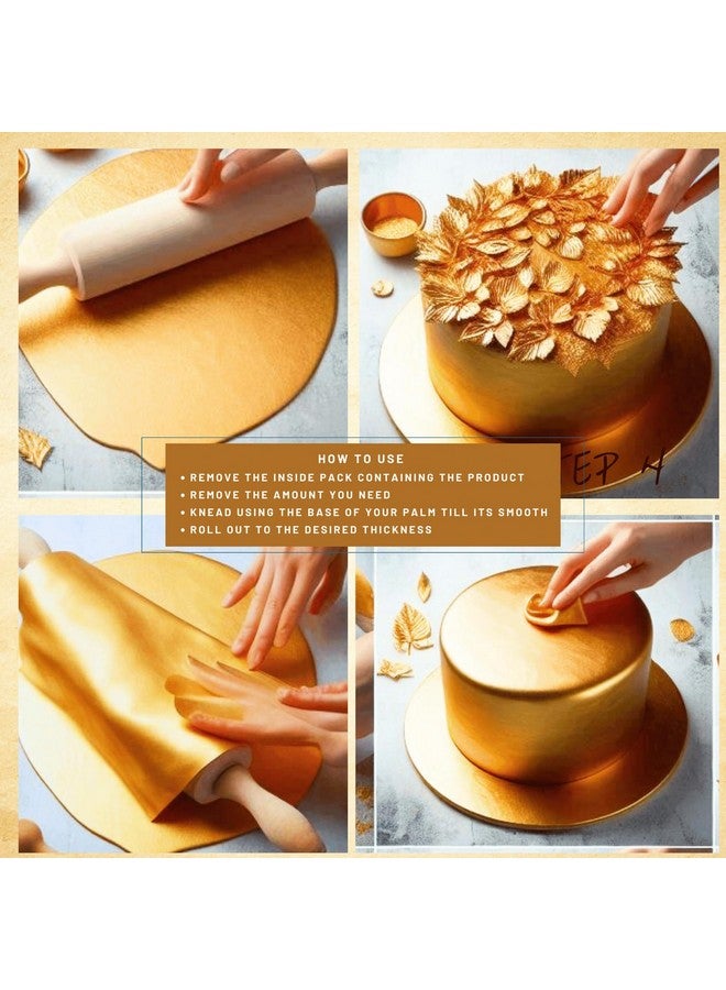 Confect Glistening Gold Metallic Sugar Paste | Edible Metallic Sugar Paste | Fondant for Cake Decoration | Edible Fondant Chefs Choice for Cake Decorating - 900 Gms - Image 3