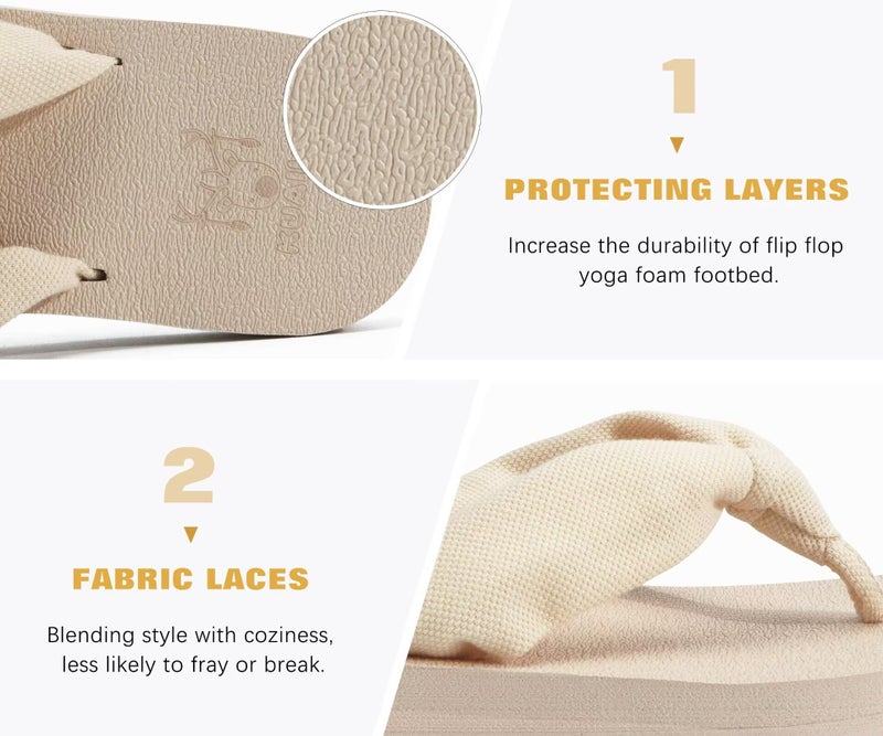 KuaiLu Flip Flops Women Arch Support Yoga Mat Comfortable Summer Beach Walking Thong Cushion Sandals Slip on Outfits Travel Essentials Orthotic Slides Indoor Outdoor Slippers Shoes Beige Nude Size 7.5 - Image 5