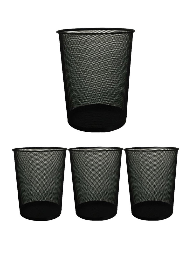 PARTNER 4-Piece Metal Mesh Dust Bin Medium Size Black - Image 1