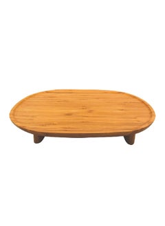 Elegant and Durable Oval Bamboo Serving Platter with Stand Brown 4.8 x 15.5 x 45 cm G17-X268