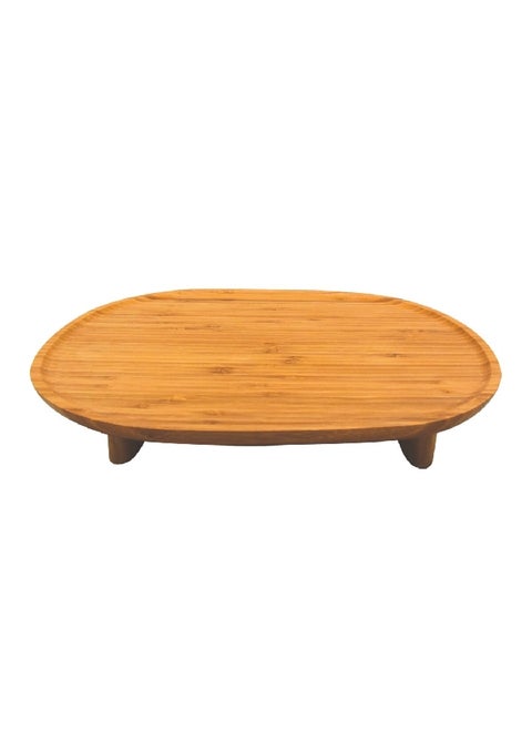 Elegant and Durable Oval Bamboo Serving Platter with Stand Brown 4.8 x 15.5 x 45 cm G17-X268