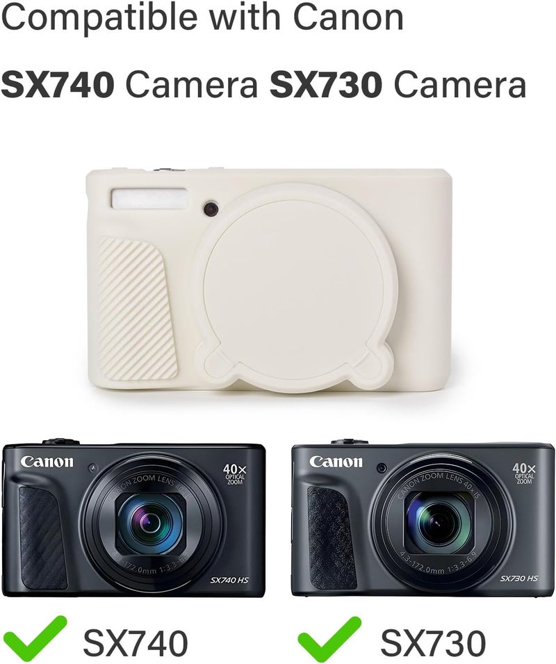 Rieibi SX740 Camera CaseSilicone Case for Canon powershot SX740SX730 CameraSilicone Protective Cover Compatible with Canon SX730SX740 HS Digital Camera  off white - Image 2