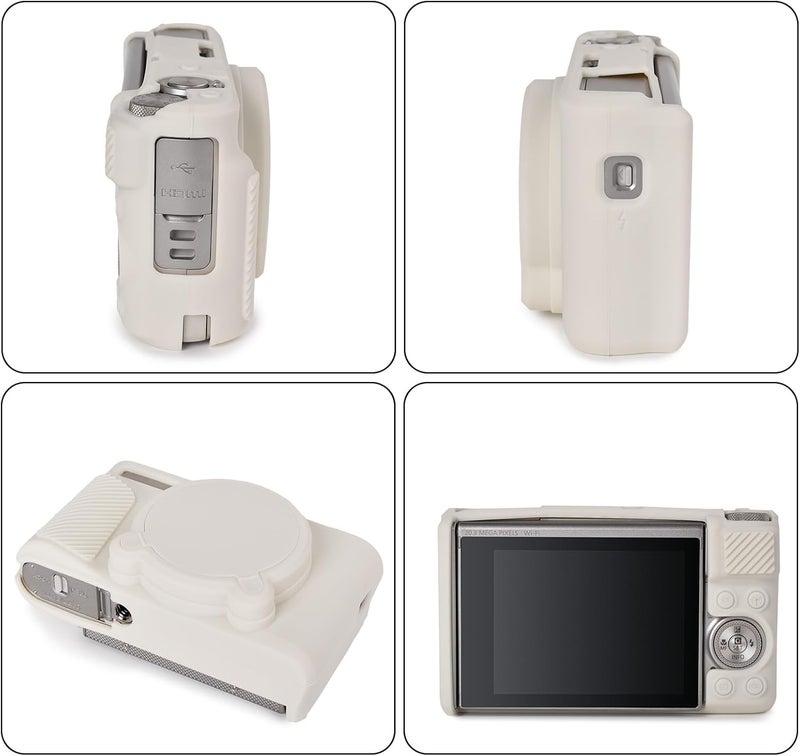 Rieibi SX740 Camera CaseSilicone Case for Canon powershot SX740SX730 CameraSilicone Protective Cover Compatible with Canon SX730SX740 HS Digital Camera  off white - Image 4