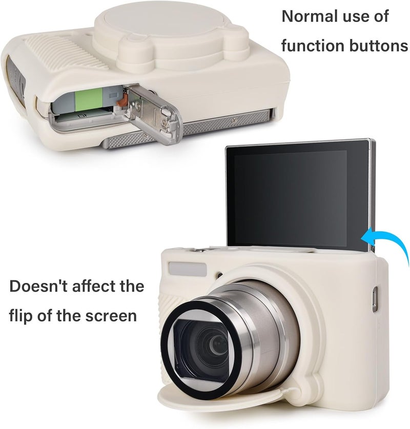 Rieibi SX740 Camera CaseSilicone Case for Canon powershot SX740SX730 CameraSilicone Protective Cover Compatible with Canon SX730SX740 HS Digital Camera  off white - Image 5