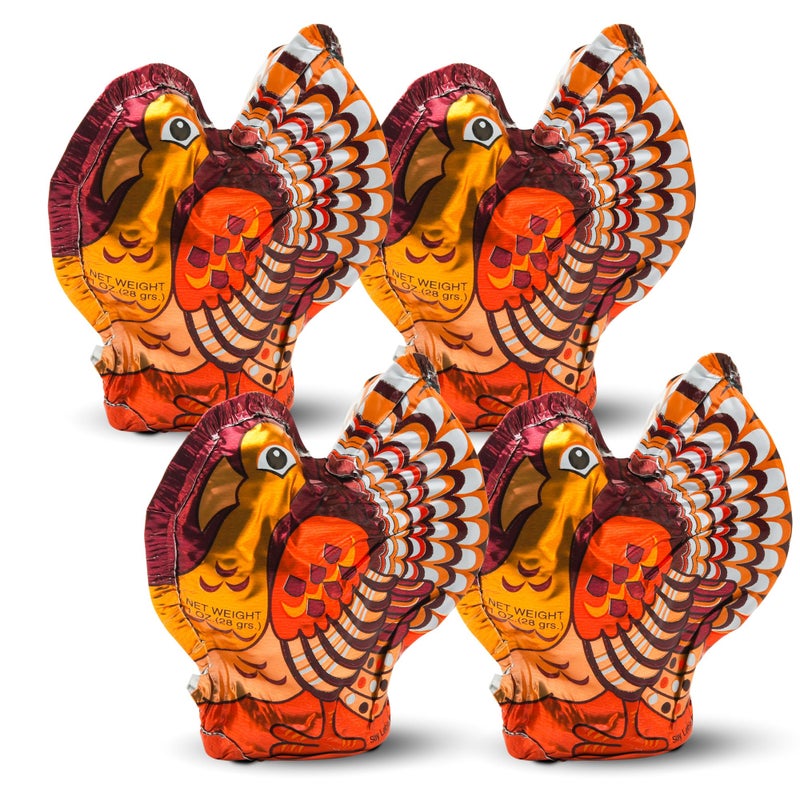 Madelaine Dark Chocolate Turkey Candy - 1 oz Foil-Wrapped Thanksgiving Chocolates - Rich Fall Holiday Treats & Décor - 4 Pack Individually Wrapped Turkeys - Image 1