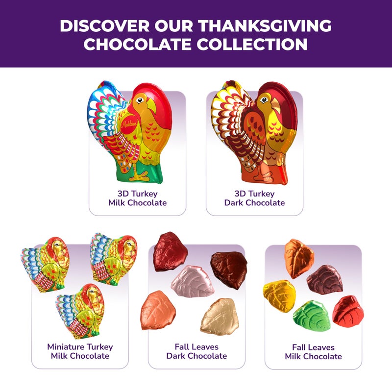 Madelaine Dark Chocolate Turkey Candy - 1 oz Foil-Wrapped Thanksgiving Chocolates - Rich Fall Holiday Treats & Décor - 4 Pack Individually Wrapped Turkeys - Image 5