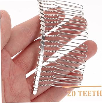 FUNOMOCYA 20 Teeth Metal Hair Comb Bridal Wedding Veil Comb Hair Wire Clips Twist for Wedding Fancy Diy HairPieces Headdresses Silver - Image 2