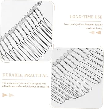 FUNOMOCYA 20 Teeth Metal Hair Comb Bridal Wedding Veil Comb Hair Wire Clips Twist for Wedding Fancy Diy HairPieces Headdresses Silver - Image 4