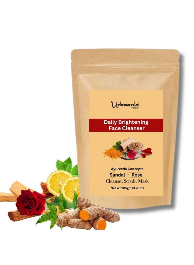 Urbaano Herbal Ayurveda Concepts Face Brightening Cleanser, Scrub, Mask (3-in-1) Instant Glow, Tan & Blackhead Remover, for All Skin Type, 100% Vegan Natural - 105gm - Image 2