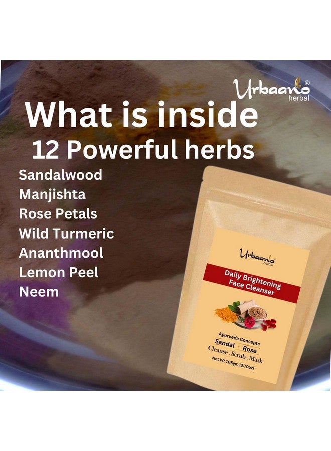 Urbaano Herbal Ayurveda Concepts Face Brightening Cleanser, Scrub, Mask (3-in-1) Instant Glow, Tan & Blackhead Remover, for All Skin Type, 100% Vegan Natural - 105gm - Image 4