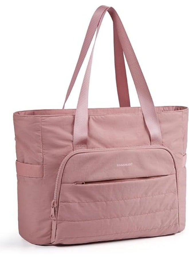 NIBEMINENT Tote Bag for Women, Lightweight Large Tote Bag with Yoga Mat Strap, Quilted Shoulder Bag Handbag for Travel Work Gym - Image 1