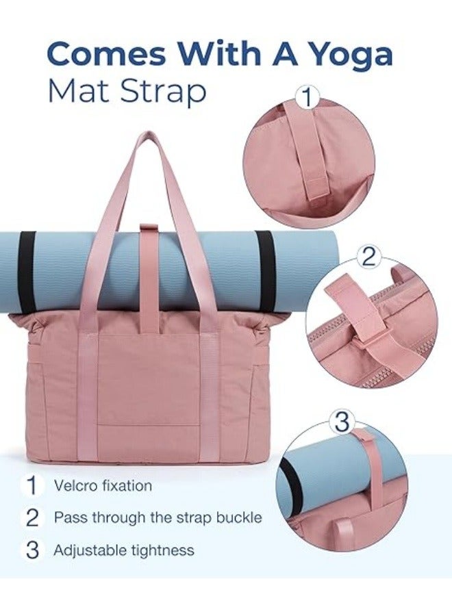 NIBEMINENT Tote Bag for Women, Lightweight Large Tote Bag with Yoga Mat Strap, Quilted Shoulder Bag Handbag for Travel Work Gym - Image 3