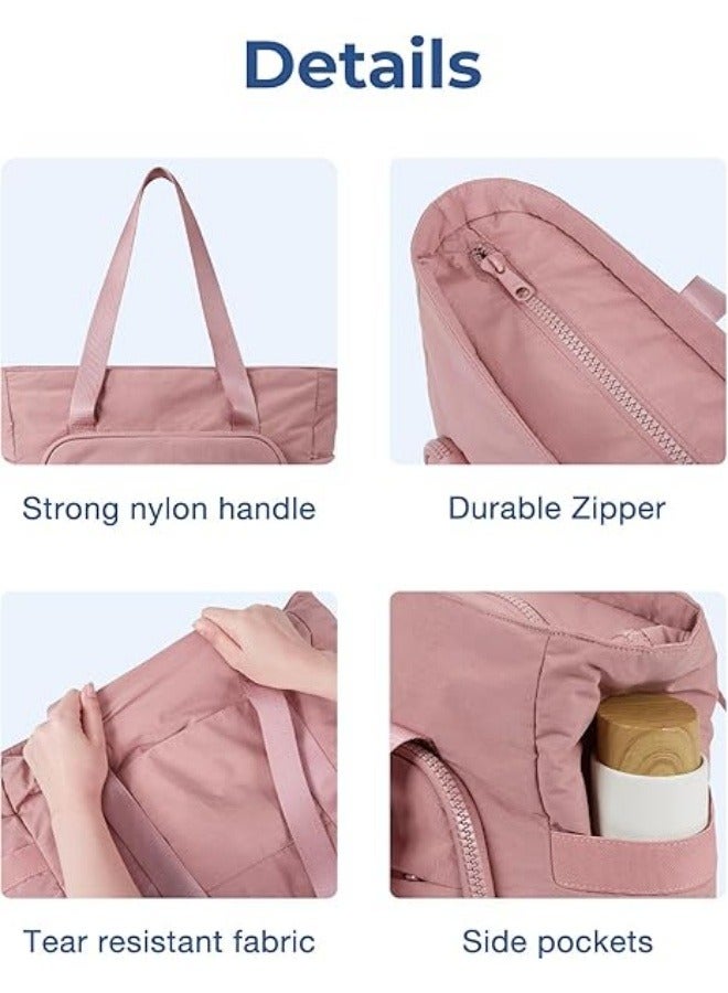 NIBEMINENT Tote Bag for Women, Lightweight Large Tote Bag with Yoga Mat Strap, Quilted Shoulder Bag Handbag for Travel Work Gym - Image 5