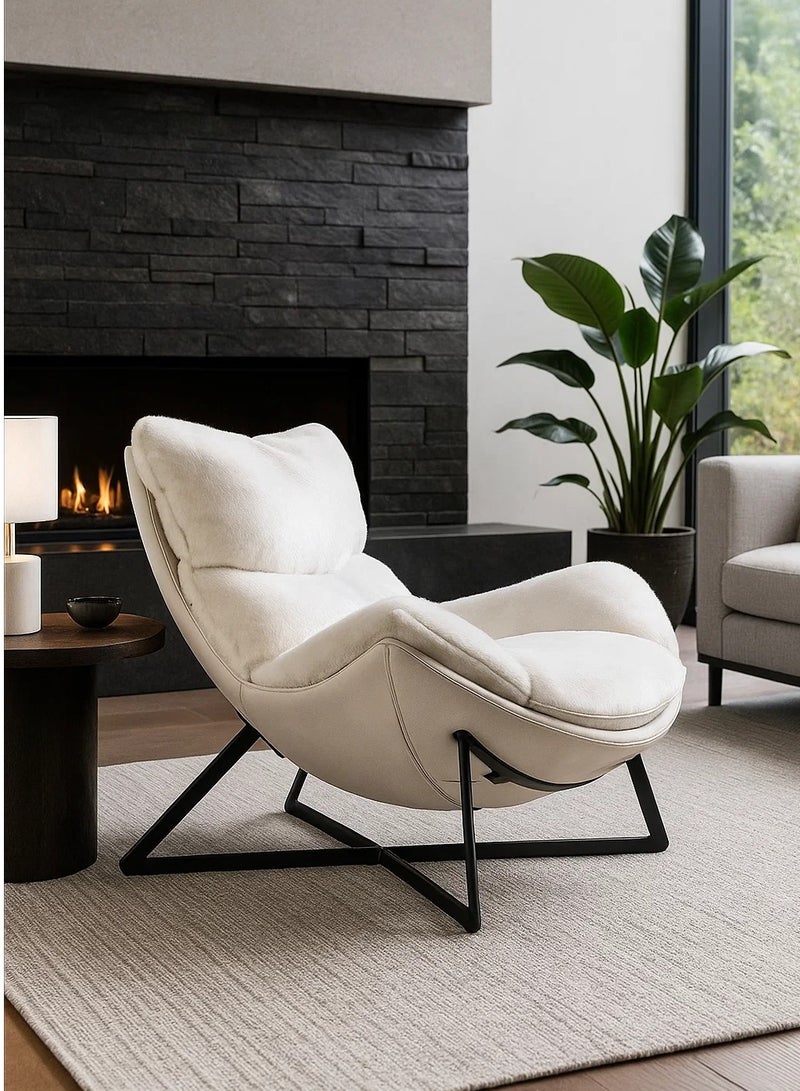 لوفت كرسي بذراعين REMO، BHE512X-3، عادي، 98X86.5X91.5، قماش، كريمي - أبيض، ظهر من البولي يوريثين كريمي - أبيض، إطار ساق معدني أسود - HM3203B-2/TX8203 S PU - Image 1