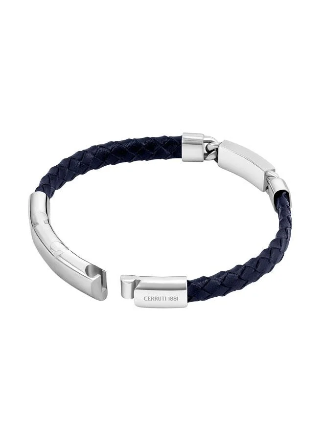 شيروتي 1881 Isidoro Blue Braided Leather Bracelet for Men