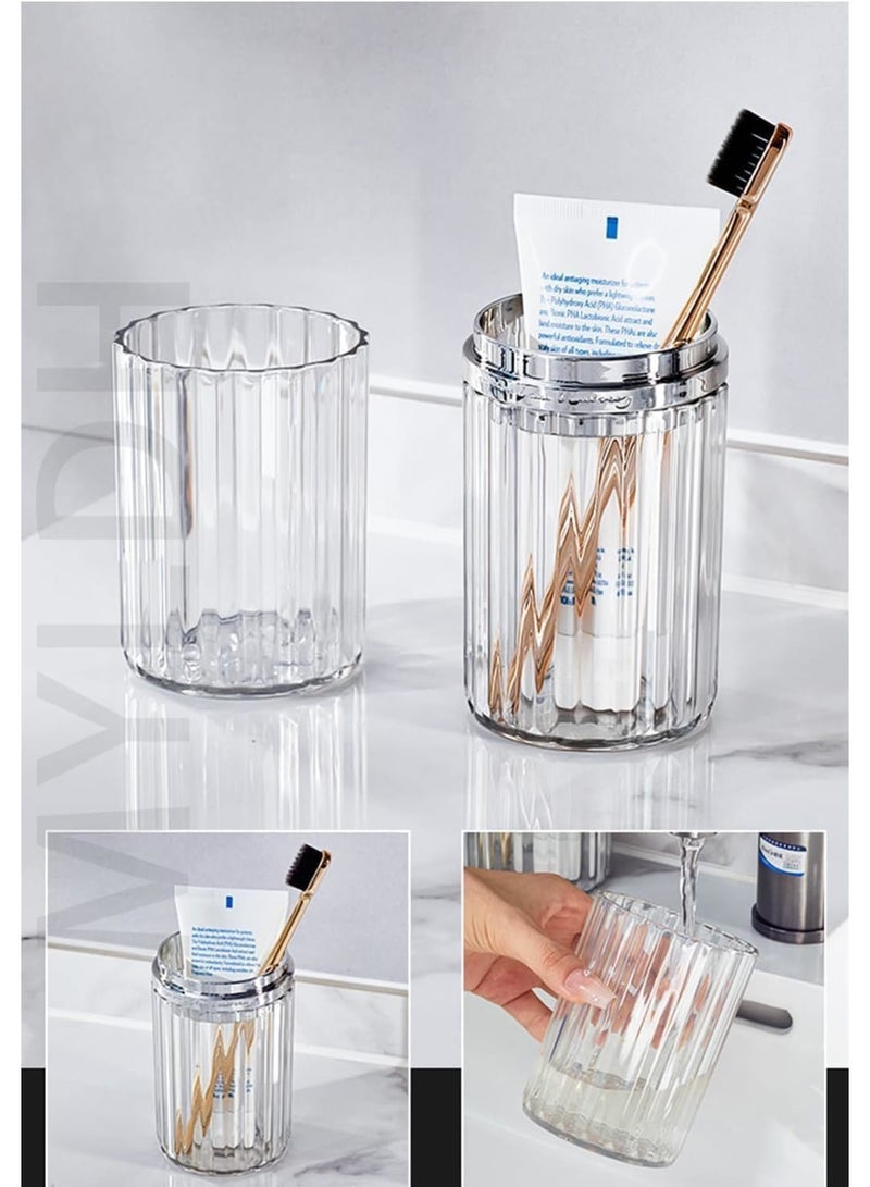 SYOSI Toothbrush Travel Case, Portable Toothbrush Holder with Large Cup and Toothpaste Container, Durable and Leakproof for School Camping Business Trip Bathroom, 1 Set - Image 3