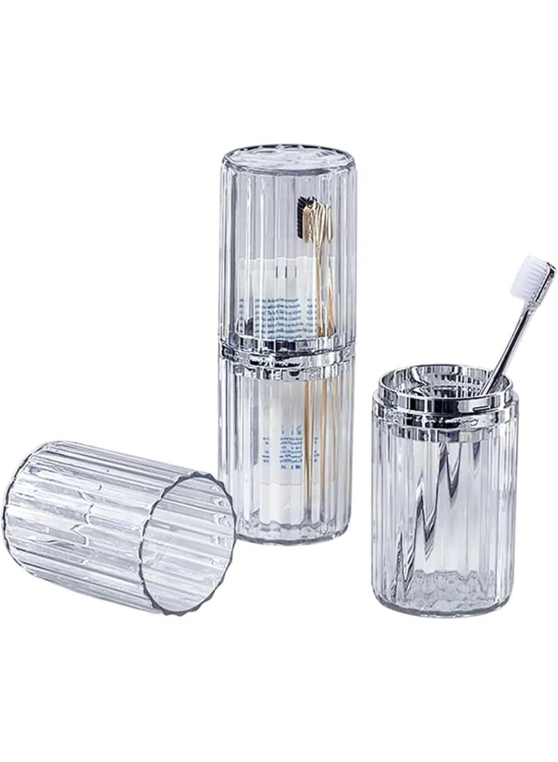 SYOSI Toothbrush Travel Case, Portable Toothbrush Holder with Large Cup and Toothpaste Container, Durable and Leakproof for School Camping Business Trip Bathroom, 1 Set - Image 1