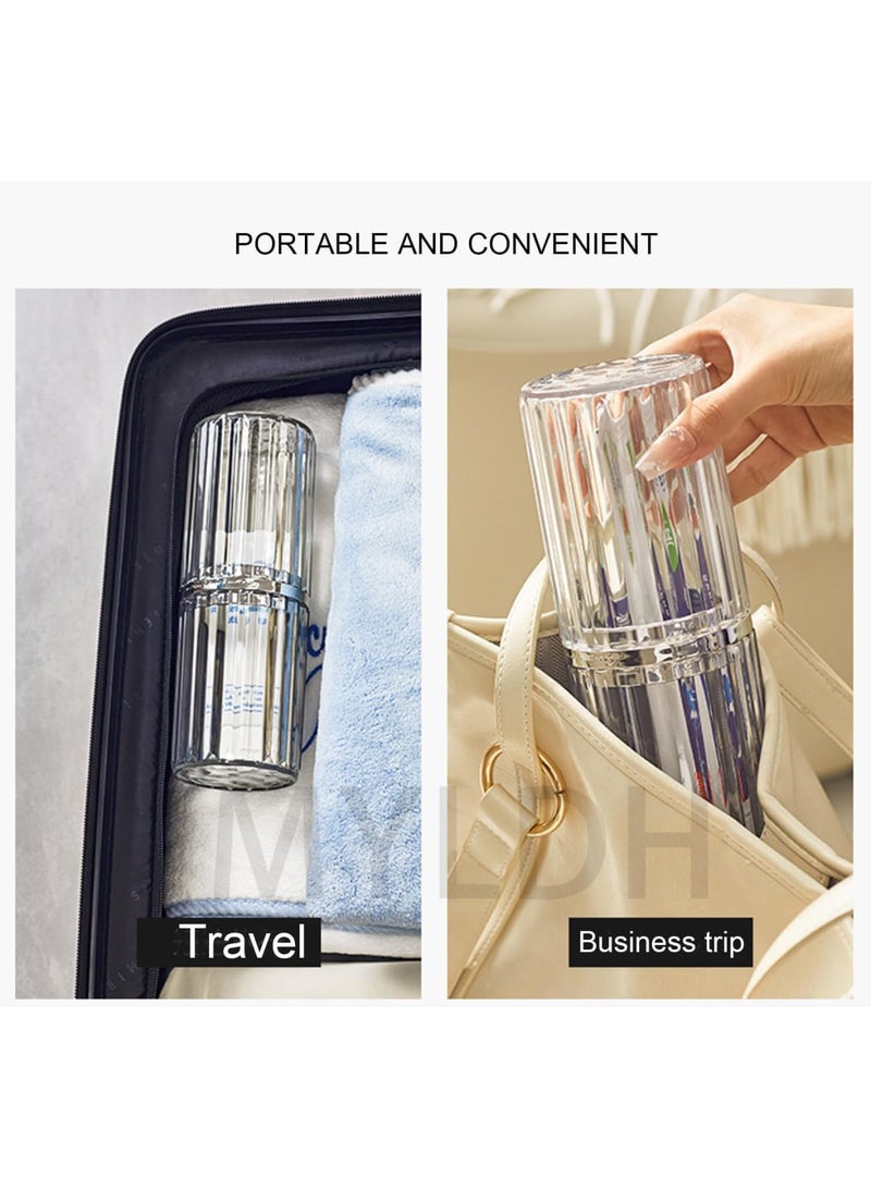 SYOSI Toothbrush Travel Case, Portable Toothbrush Holder with Large Cup and Toothpaste Container, Durable and Leakproof for School Camping Business Trip Bathroom, 1 Set - Image 4