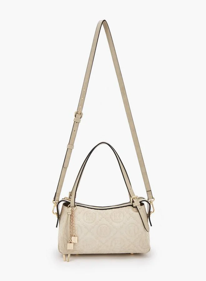 ايل Monogram Textured Shoulder Bag With Charm Accent
