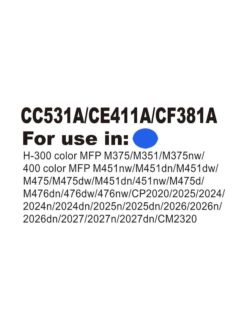 أم كيه إس - حبر طابعه CC531A متوافق مع الطابعات HP Color LaserJet CP2020 / CP2025 / CM2320 - Image 1