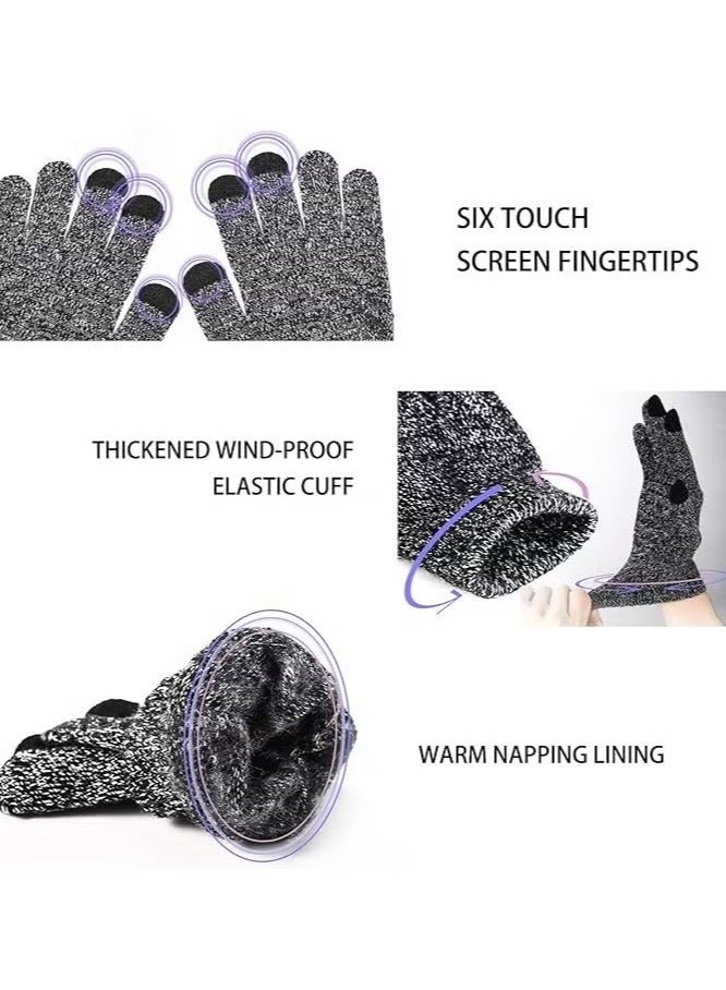 قفازات الشتاء ، قفازات دافئة تعمل باللمس مع بطانة متماسكة ناعمة حرارية - Image 3
