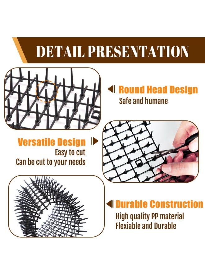 XiuWoo Cat Repellent Mat with Spikes Pet Deterrent Net Anti Cat Mat Gardening Plastic Cat Scat Mat with 8 U-Shaped Pegs for Wild Animal Outdoor Garden Plants 400*30cm - Image 3