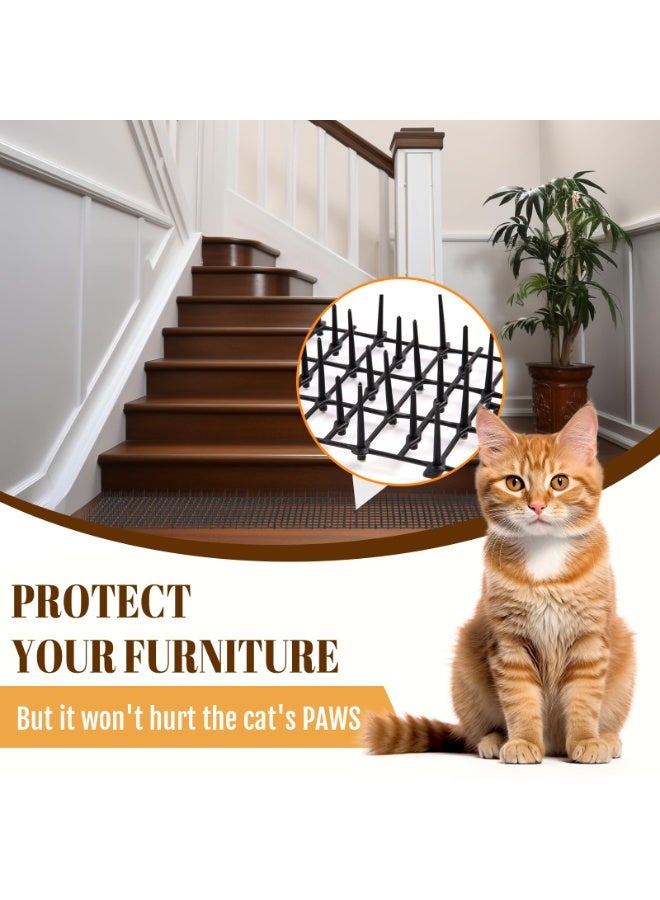 XiuWoo Cat Repellent Mat with Spikes Pet Deterrent Net Anti Cat Mat Gardening Plastic Cat Scat Mat with 8 U-Shaped Pegs for Wild Animal Outdoor Garden Plants 400*30cm - Image 5