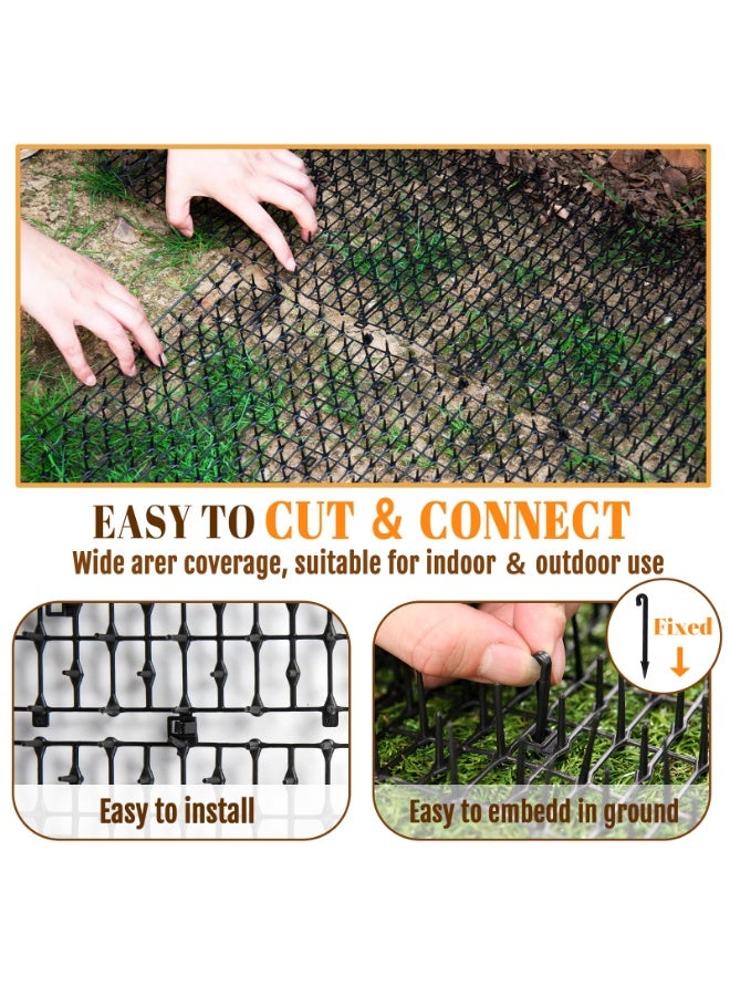 XiuWoo Cat Repellent Mat with Spikes Pet Deterrent Net Anti Cat Mat Gardening Plastic Cat Scat Mat with 8 U-Shaped Pegs for Wild Animal Outdoor Garden Plants 400*30cm - Image 4