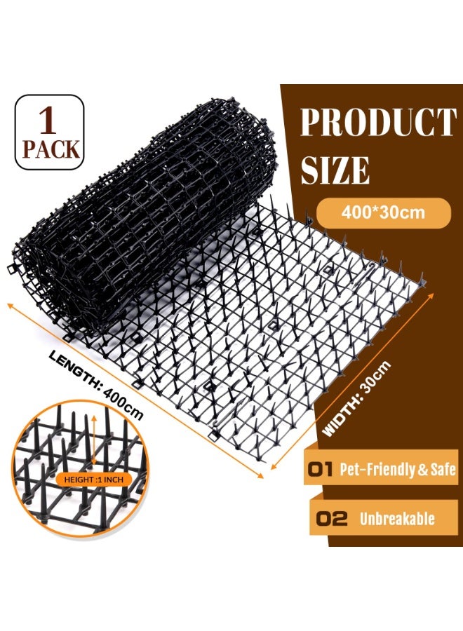 XiuWoo Cat Repellent Mat with Spikes Pet Deterrent Net Anti Cat Mat Gardening Plastic Cat Scat Mat with 8 U-Shaped Pegs for Wild Animal Outdoor Garden Plants 400*30cm - Image 2