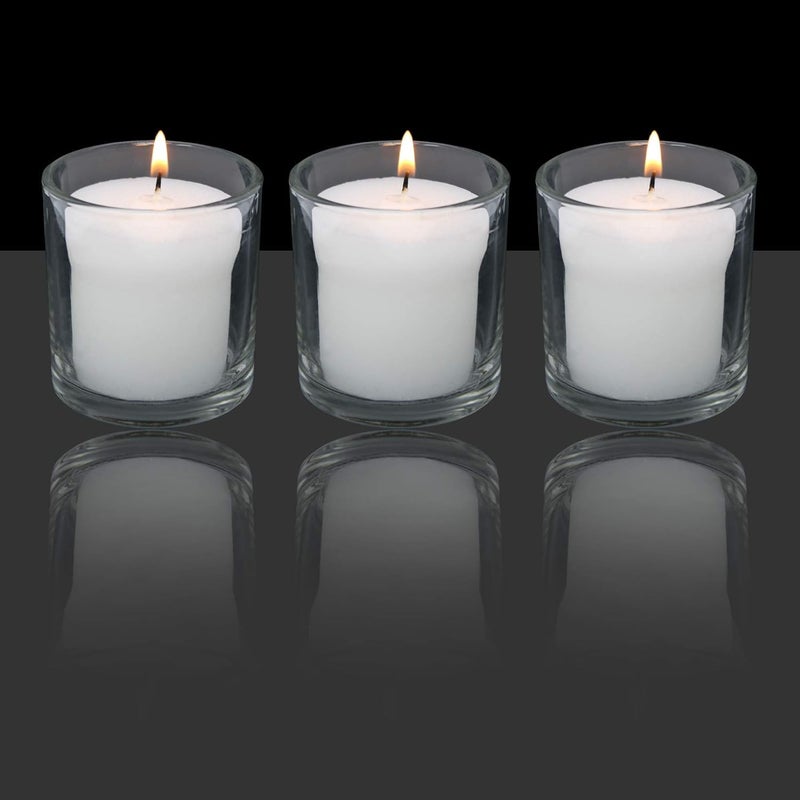 CANDLE_CABINETS CANDLE_CABINETS White Votive Candles in Clear Glass Jar 24 Hour Long Burning Time Decorative 1 Day Candle Cups Unscented for Dinner Wedding Centerpieces 6 Pack - Image 3