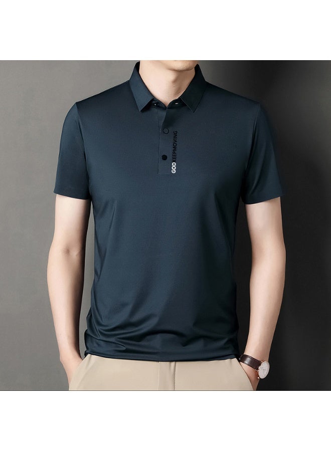 Casual Summer Straight Leg T-Shirt Short Sleeve Turn-down Collar Polo Shirt for Middle-aged Men Business Commuting - Image 1