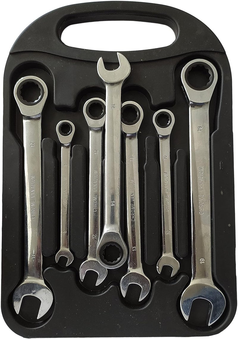 Inditrust Inditrust 7PC Heavy duty Mirror doal Uses Ratchet wrench set 8101213141719 mm Ratchet Spanner Combination Wrench Set Of Keys Gear Ring Handle Chrome Vanadium Box end Open end etc  - Image 2