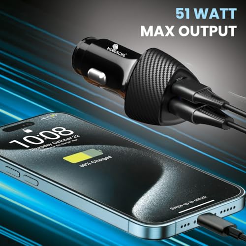 Kratos 51W PD + QC Fast Car Charger | Car Charger Type C Fast Charging | 12V Car Mobile Charger for iPhone & Android | Ultra-Compact Car Charging Adapter - Image 2