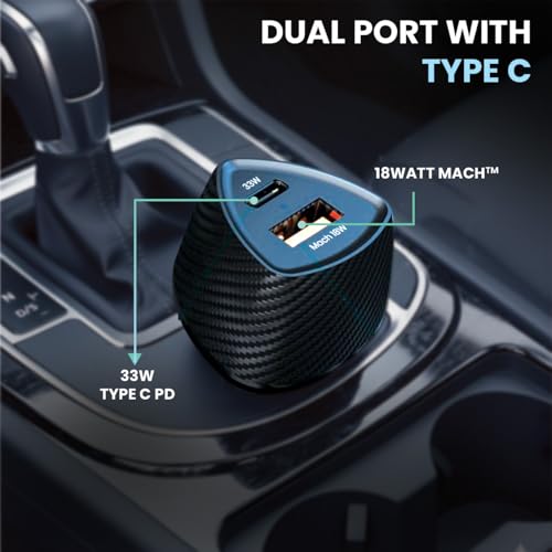 Kratos 51W PD + QC Fast Car Charger | Car Charger Type C Fast Charging | 12V Car Mobile Charger for iPhone & Android | Ultra-Compact Car Charging Adapter - Image 3