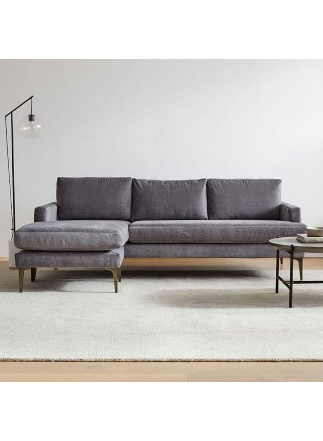 Homzmart Swedish Wood and Linen L-Shape Sofa  - Grey - Image 1