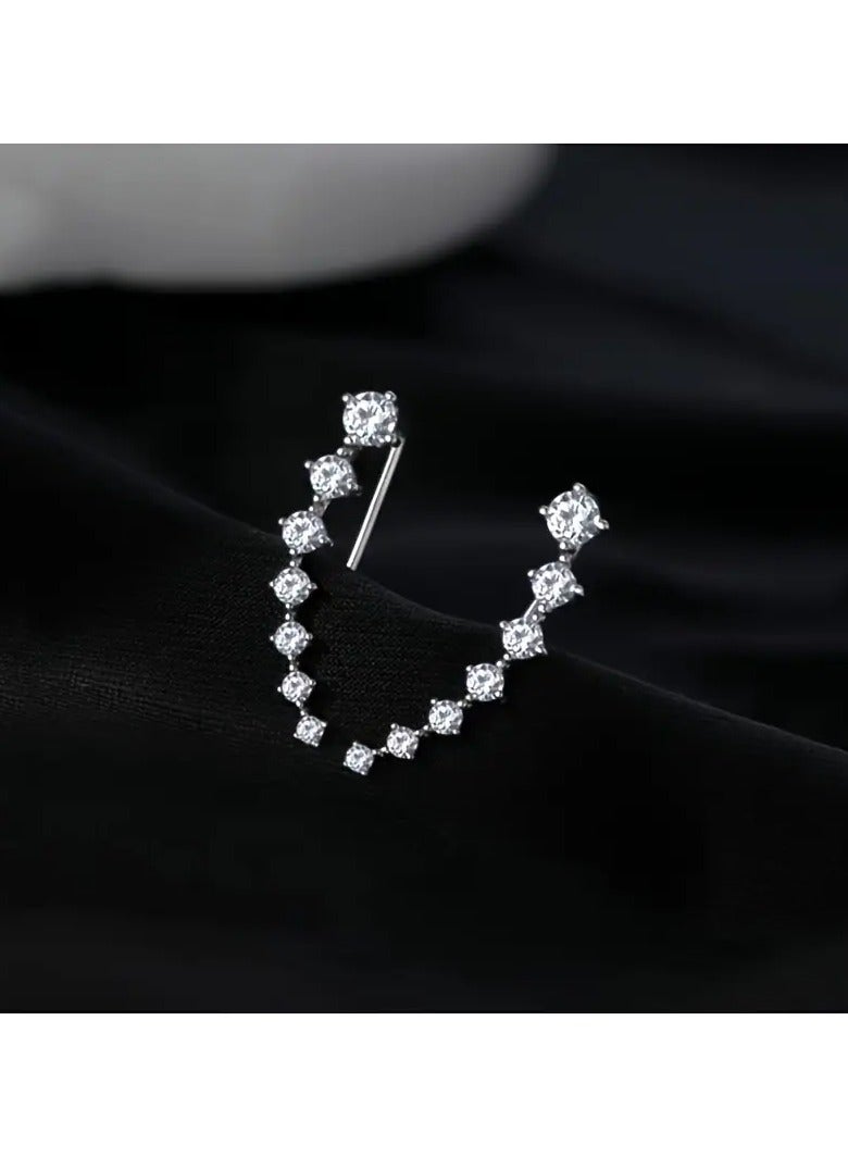 Goolsky [تصميم خفيف الوزن] أقراط دراسات أنيقة بتصميم نجمي لجالاكسي - سبائك زنك عصرية مع صف من الأحجار اللامعة، مثالية لجمال يومي - Image 2