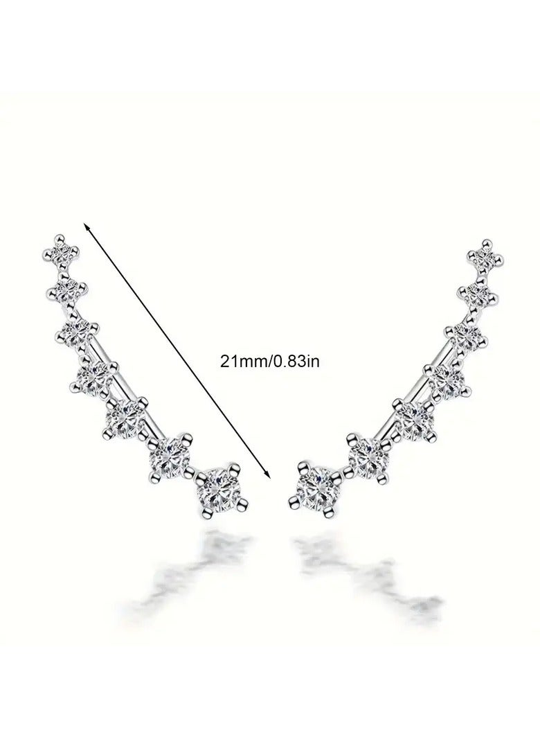 Goolsky [تصميم خفيف الوزن] أقراط دراسات أنيقة بتصميم نجمي لجالاكسي - سبائك زنك عصرية مع صف من الأحجار اللامعة، مثالية لجمال يومي - Image 4