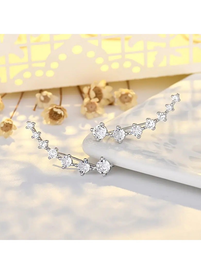 Goolsky [تصميم خفيف الوزن] أقراط دراسات أنيقة بتصميم نجمي لجالاكسي - سبائك زنك عصرية مع صف من الأحجار اللامعة، مثالية لجمال يومي - Image 5