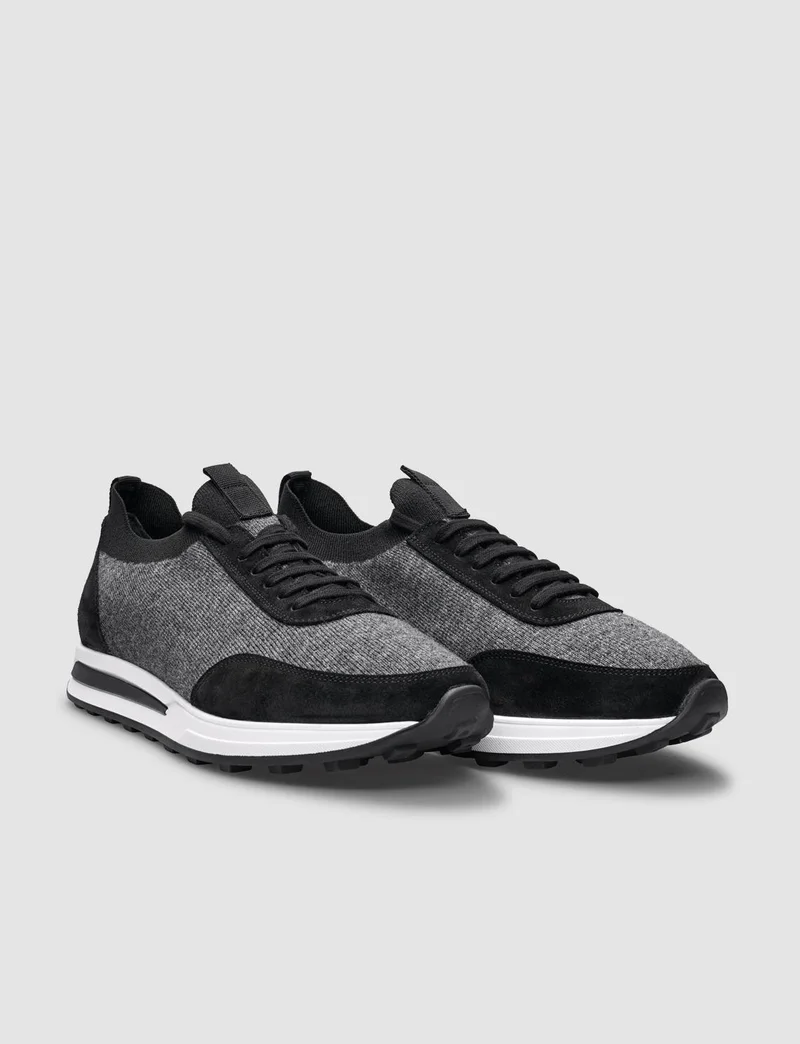 Cabani Knitwear Black Lace-Up Men's Sports Shoes