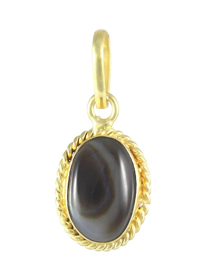 numeroastro Natural & Original Sulemani Hakik | Black Agate Pendant In Ashtadhatu (1 Pc) - Image 1