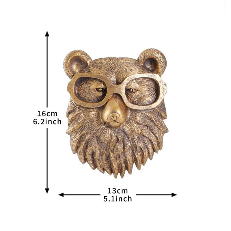 Joogour Head Wall Mount Decor,Resin Animal Sculpturesï¼ŒArt Deco Wall Hanging Decoration for Living Room Bedroom Officeroom Gift (Bear) - Image 2