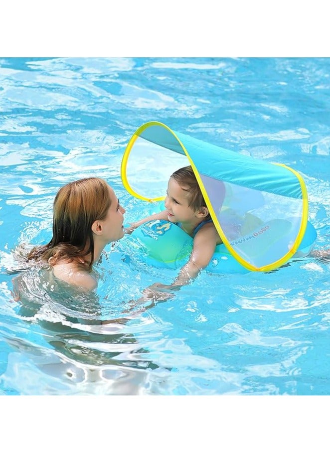 Generic Baby Swim Flotation, Inflatable Baby Pool Flotation with SPF 50+ Awning and Safety Bottom Support, Baby Swim Ring Set for Toddlers 2-6 years old - Image 5