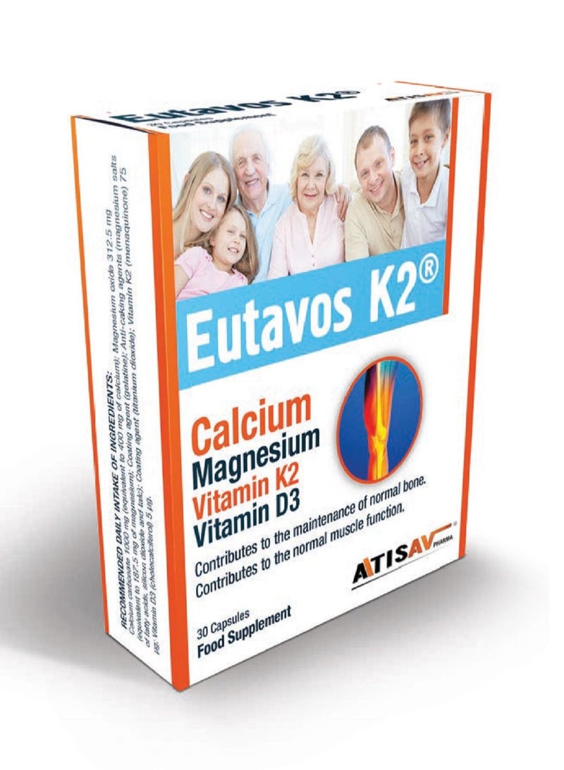 Atisav Eutavos K2 Calcium Magnesium VIT K2, VIT D3 30 Capsules