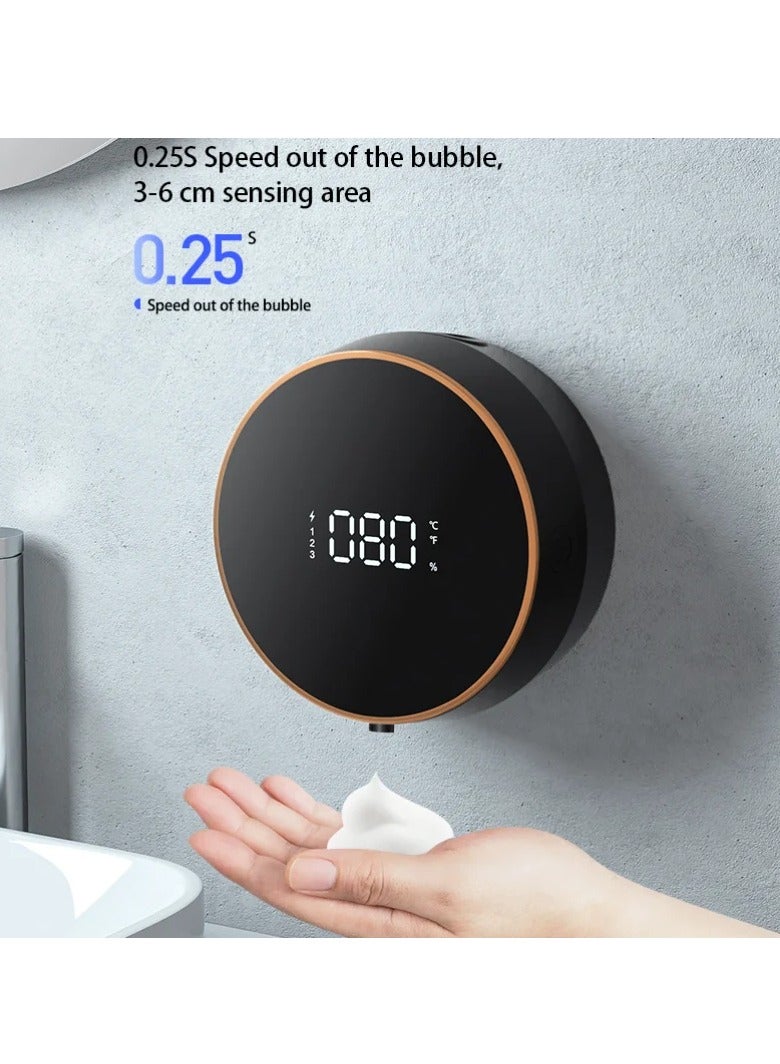 AROAQ Soap Dispenser, USB Charging Wall Mounted Soap Dispenser, Automatic Induction Hand Sanitizer Machine, Touchless Rechargeable Temperature Display Liquid Soap Lotion Dispenser, (Black)  - Image 3
