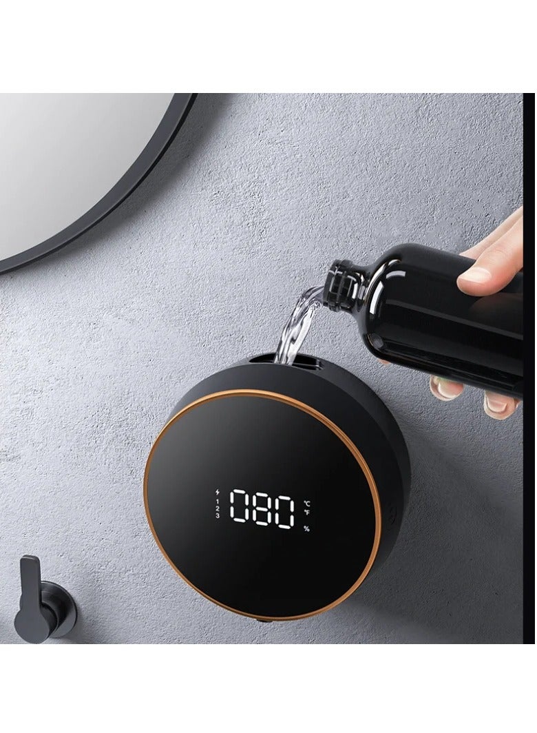 AROAQ Soap Dispenser, USB Charging Wall Mounted Soap Dispenser, Automatic Induction Hand Sanitizer Machine, Touchless Rechargeable Temperature Display Liquid Soap Lotion Dispenser, (Black)  - Image 4