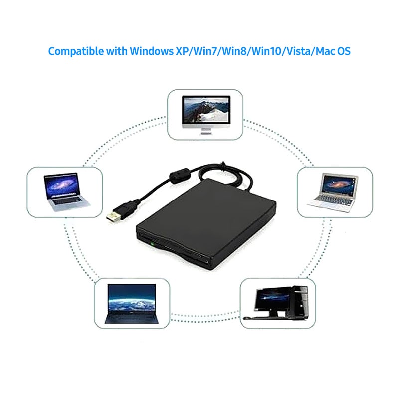 USB External Floppy Disk Drive Portable 3.5 inch Floppy Disk Drive USB Interface Plug and Play Low Noise for PC Laptop Black - Image 4