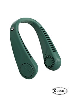 Ocean Portable Neck Fan with LED Display, Hands Free Bladeless Neck Fan, 5 Speeds Adjustable USB Rechargeable Battery Powered Personal Neck Fan for Office/Travel/Sports/Household/Outdoor, Green  - Image 1