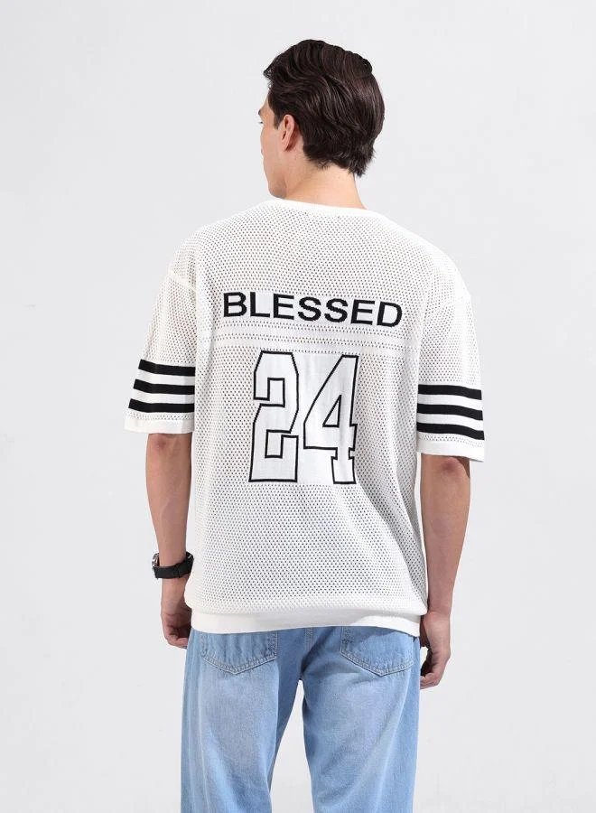 شركة المرآب الهندية Men Oversized Fit Textured Crew Neck Half Sleeves T-Shirt