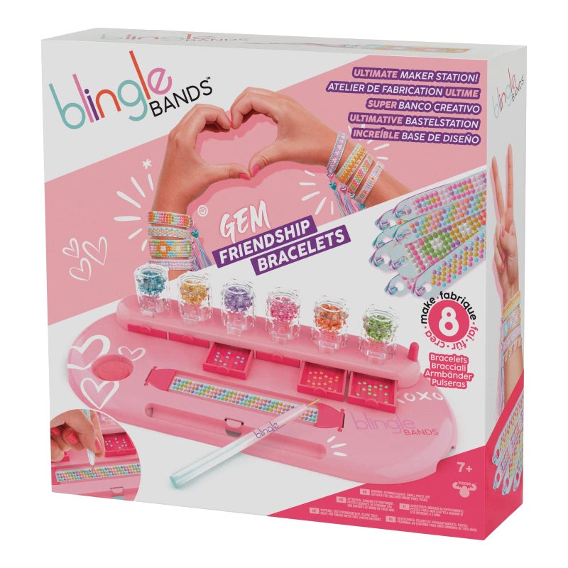 Blingle Bands أساور الصداقة من بلينجل باندز DIY مع الجواهر، استوديو ديلوكس 8 باند - نشاط فني وحرفي للأعمار من 7 سنوات وما فوق، متعدد الألوان (25204) - Image 1