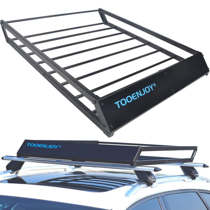 حامل الأمتعة العلوي TOOENJOY 43x 35x 47 مضاد للصدأ مع واقي الرياح القابل للإزالة لحامل الأمتعة العلوي العالمي للسيارات SUV والشاحنات بسعة 143 رطل